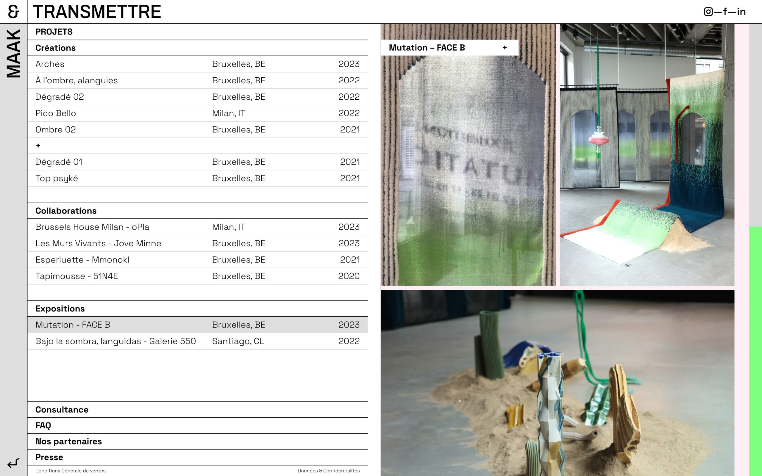 Maak & Transmettre — Design by Marine and Mathilde Klug from mmonokl — Web developement by Studio Scale